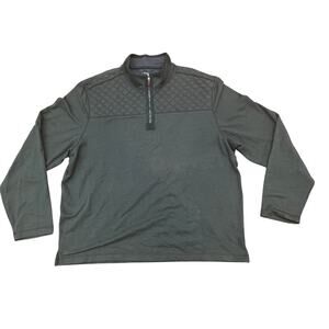 G.H. Bass & Co Mens XXL 1/4 Zip Pullover Army Green Quilted Sweater NWOT